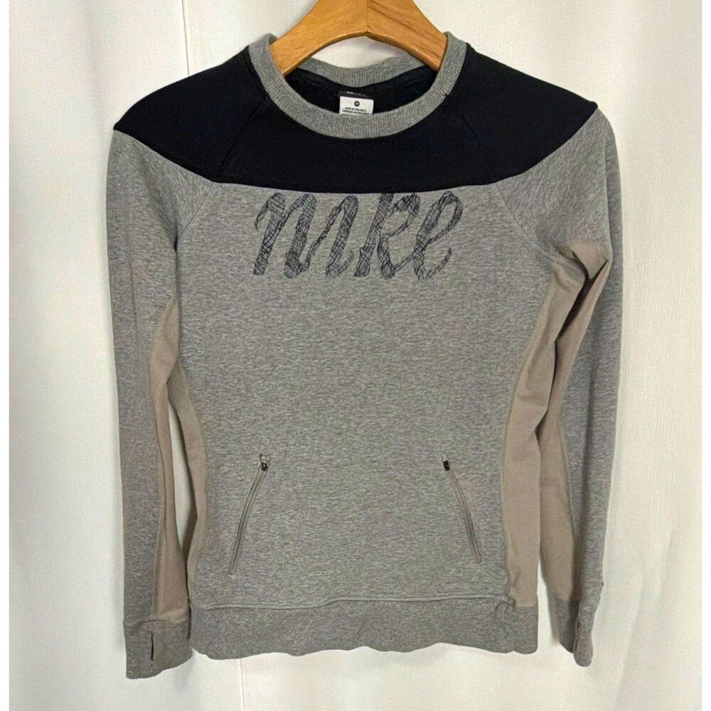 Nike Dri-FIT Men's Pullover Sweatshirt Crewneck Colorblock Gray/Black M